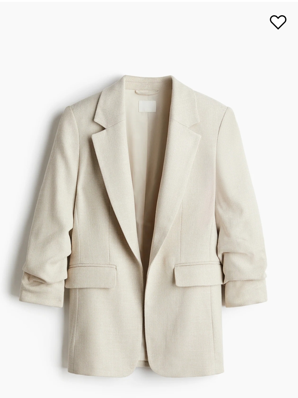 Cream Textured Open Blazer